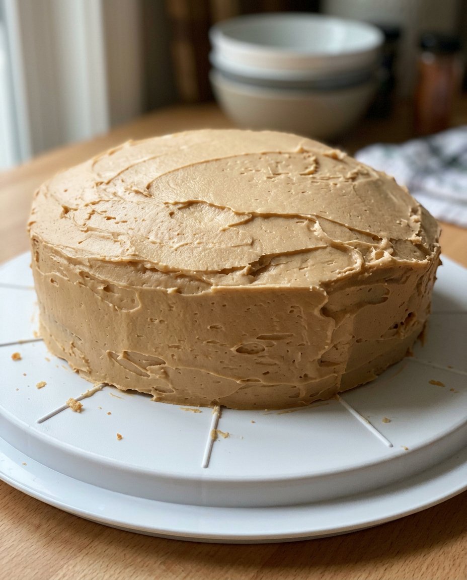 Close up of thick white sour cream being added to a bowl of cake batter.