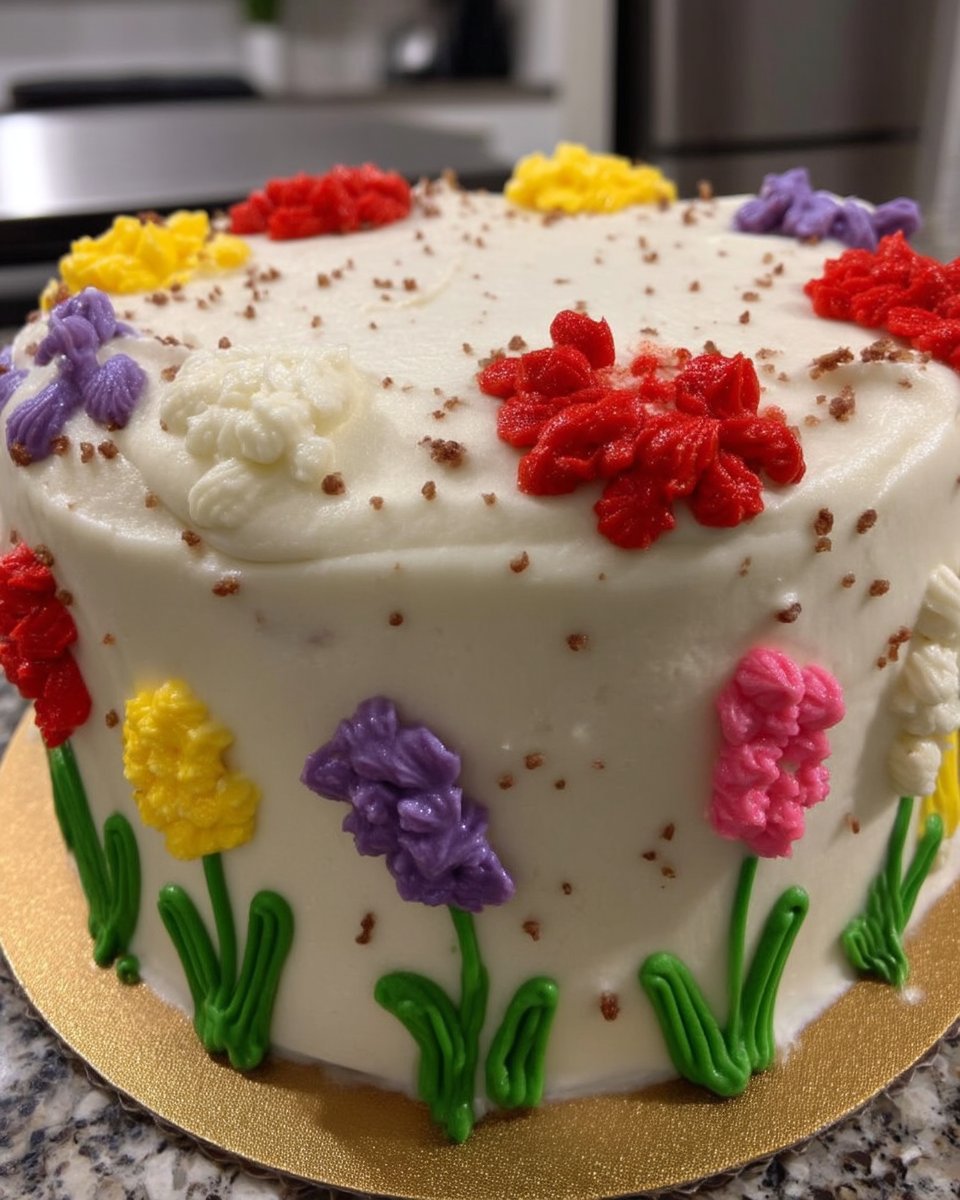 Ingredients for spring cake including cake flour, lemon curd, and raspberry jam