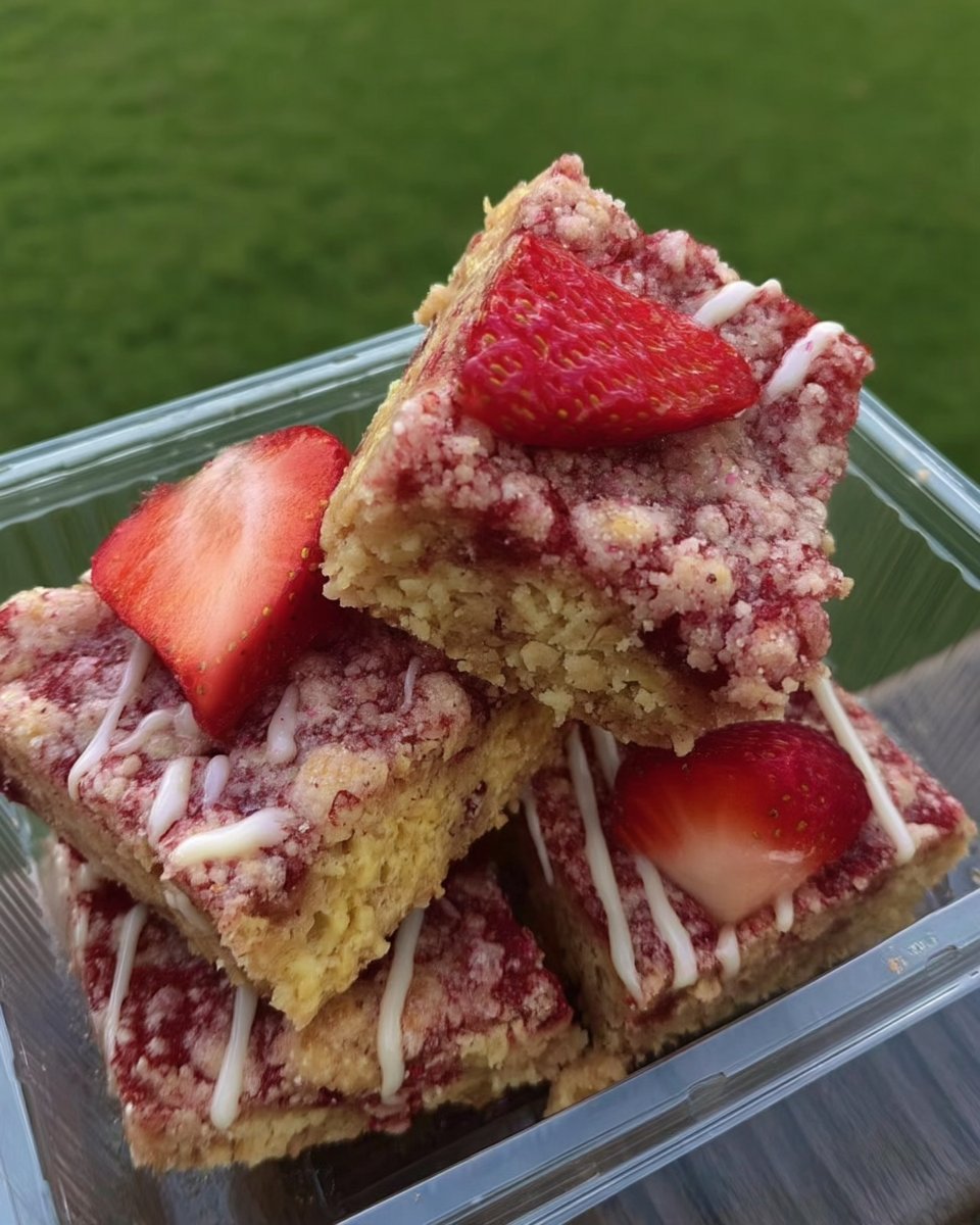 A slice of strawberry crunch cake with pink crumbs on a vintage floral plate