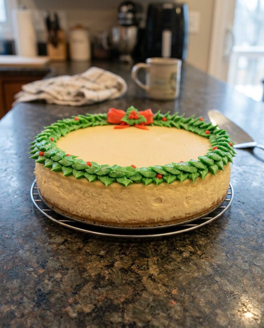 A golden Christmas themed cake loaf sliced on a wooden board with orange slices