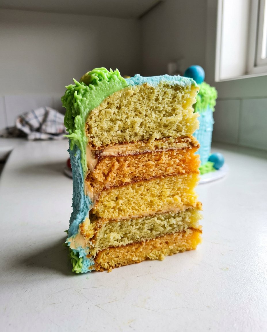 A whole golden Bundt cake with white lemon glaze on a vintage glass stand