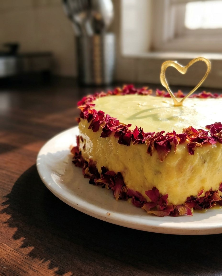 Strawberry Vanilla Cake 13 A close up of stiff, glossy egg white peaks being whipped in a vintage copper mixing bowl.