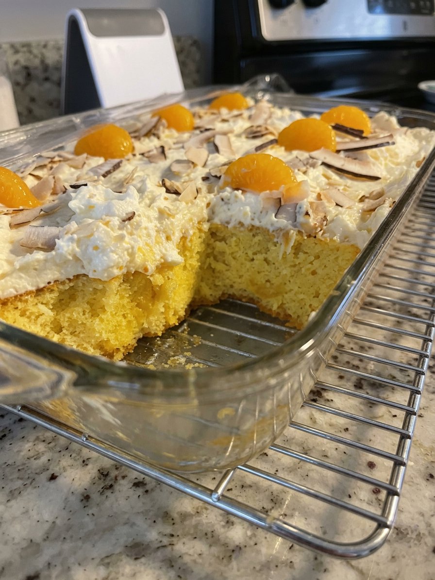 A hand using a spatula to fold crushed pineapple into a whipped topping mixture.