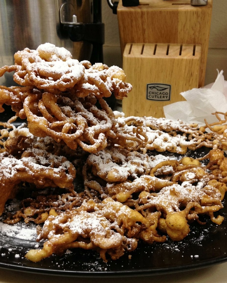 A hand holding a candy thermometer in a pot of frying oil
