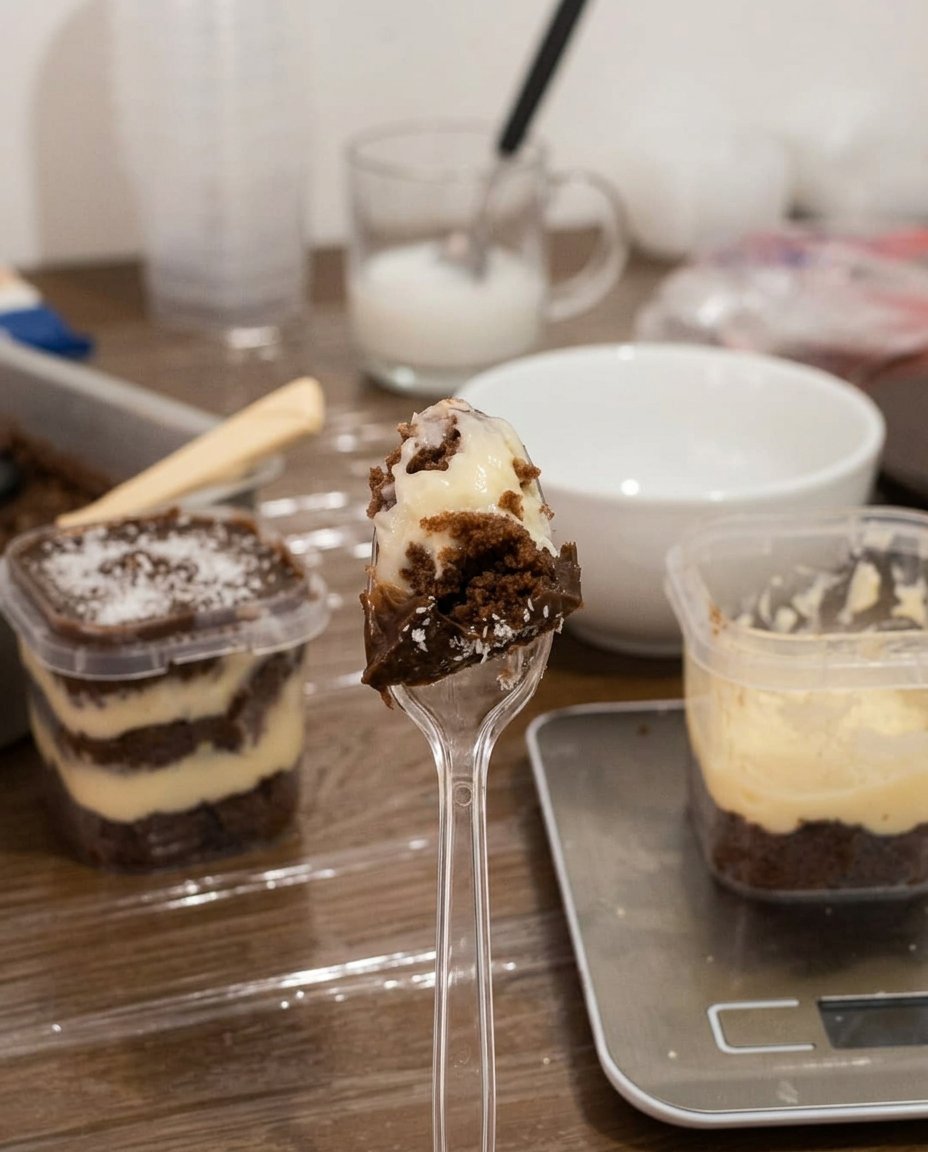 A circular cookie cutter being used to cut rounds from a flat sheet of vanilla cake