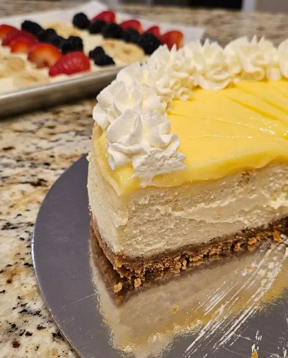 Fresh lemons, a block of cream cheese, and a bowl of graham cracker crumbs on a wooden table