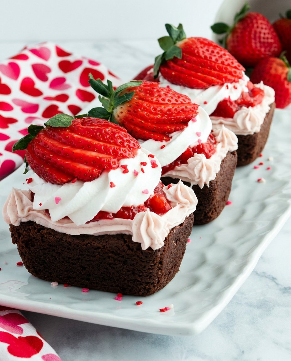 A slice of chocolate strawberry cake on a vintage floral china plate with a silver fork