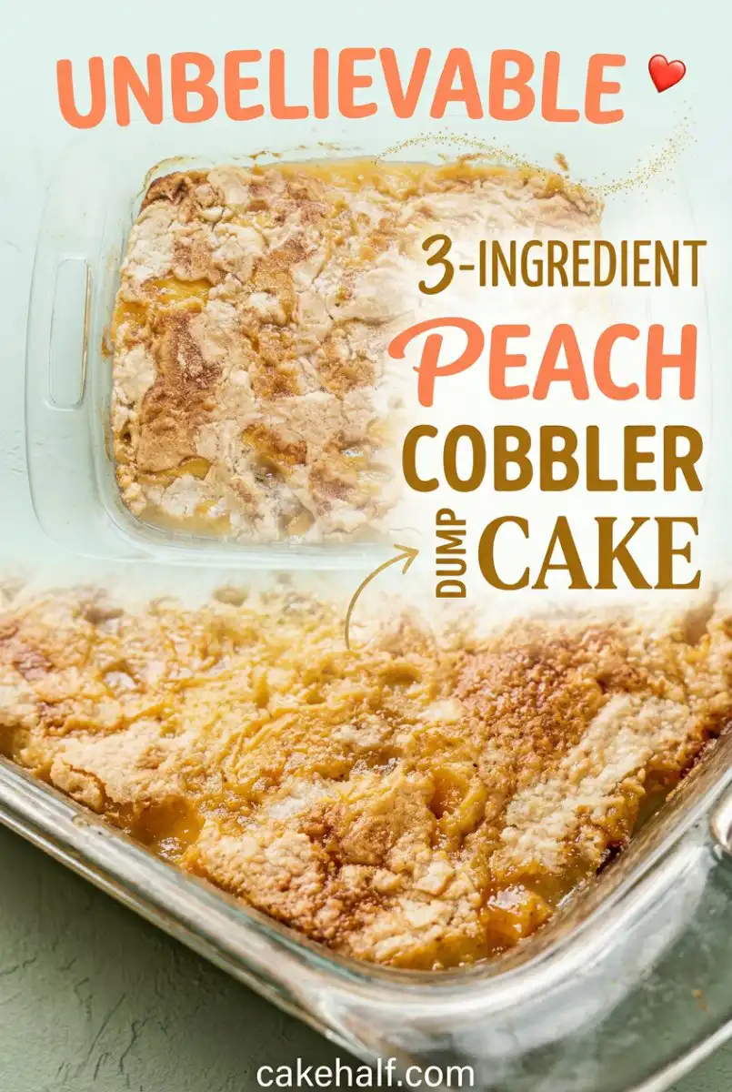 Easy 3-Ingredient Peach Cobbler Dump Cake - The Best Peach Cobbler Dump Cake Dessert Recipe Ever!