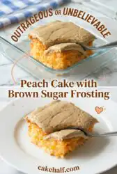 The Best Peach Cake with Brown Sugar Frosting: Peach Cake Recipe and Peach Cobbler Pound Cake Ideas.