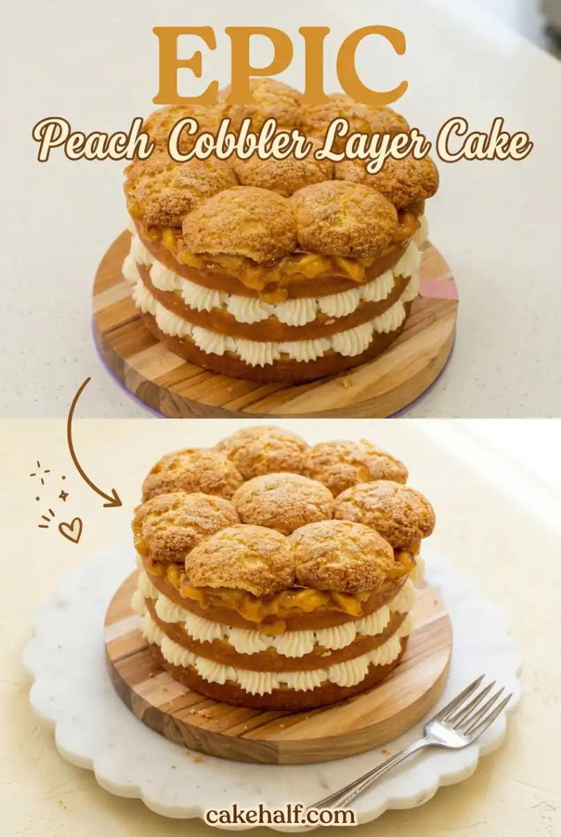 Homemade Peach Cobbler Layer Cake: The Best Southern Peach Cobbler Cake With Creamy Buttercream.