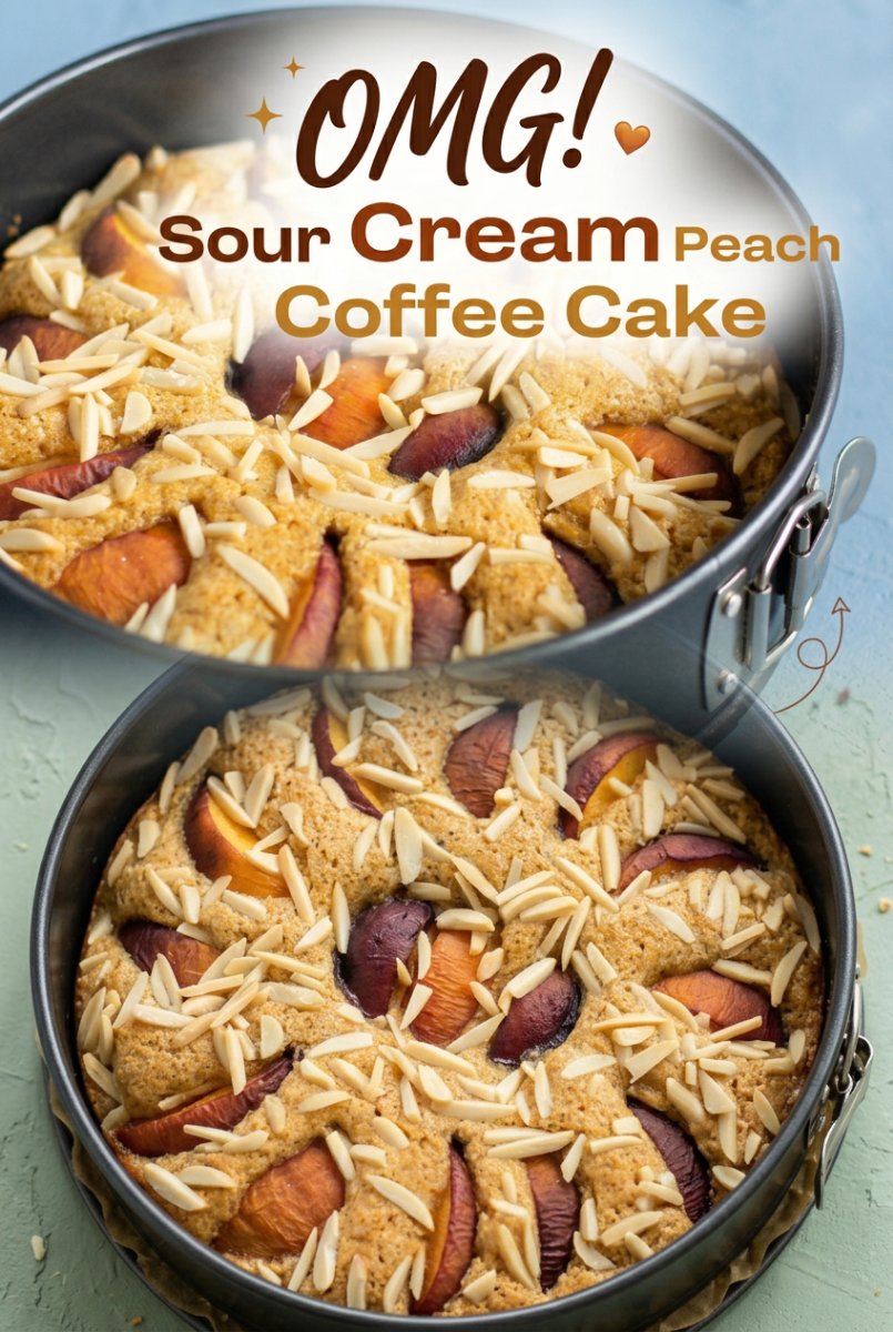 Easy Sour Cream Peach Coffee Cake - The Most Delicious Peach Coffee Cake Recipe for Your Morning.
