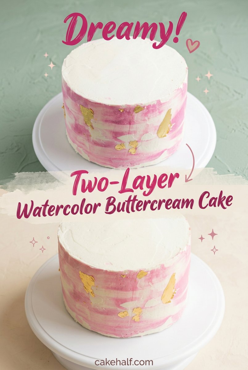Elegant Two-Layer Watercolor Buttercream Cake Inspiration and Trendy Two Layer Cake Designs Ideas.