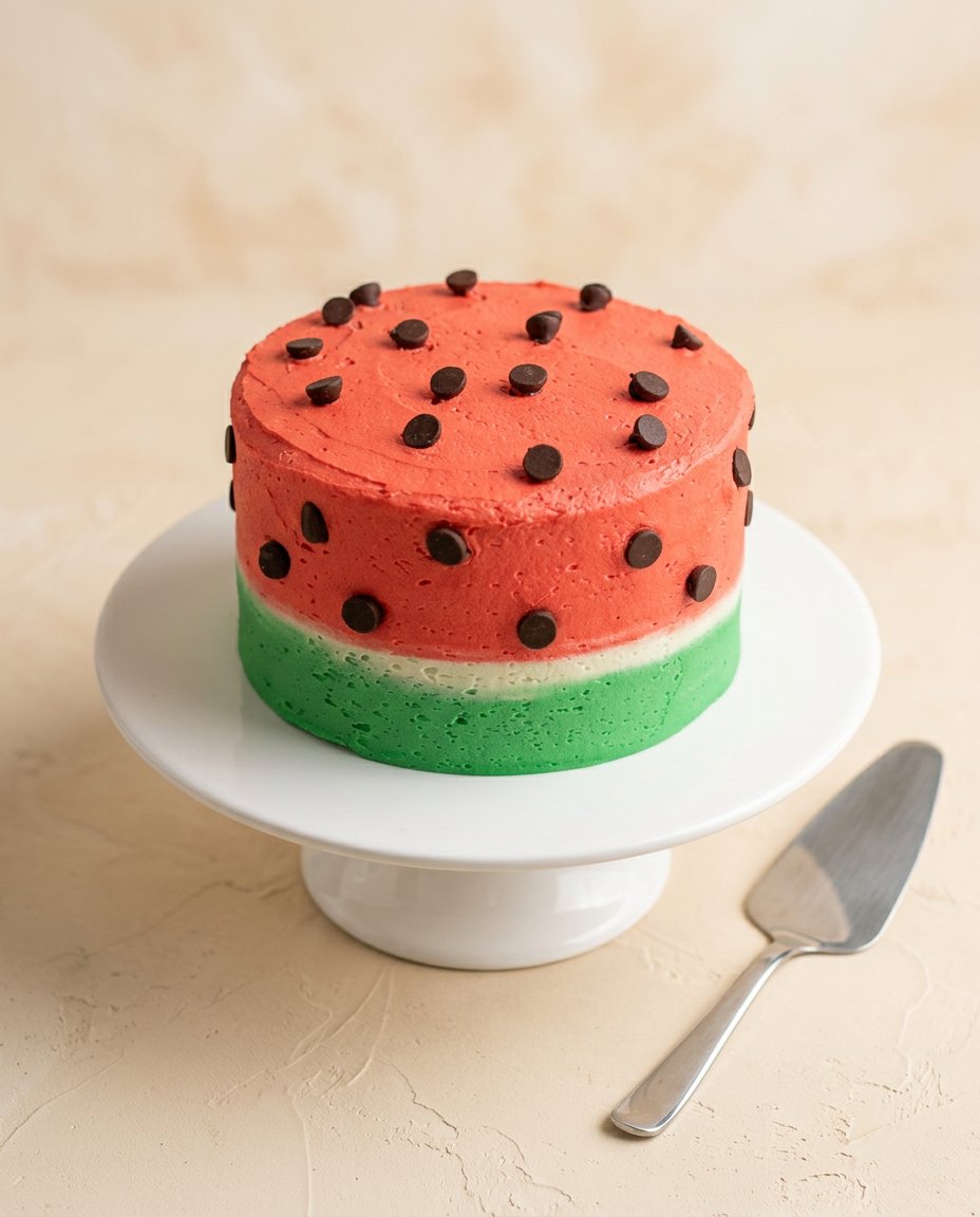 A baby interacting with a Smash Cake Made from Watermelon during a first birthday party.