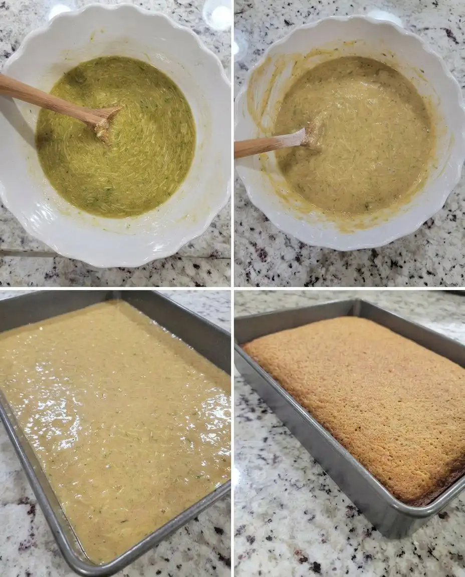 Hand spreading thick white cream cheese frosting over a spice cake