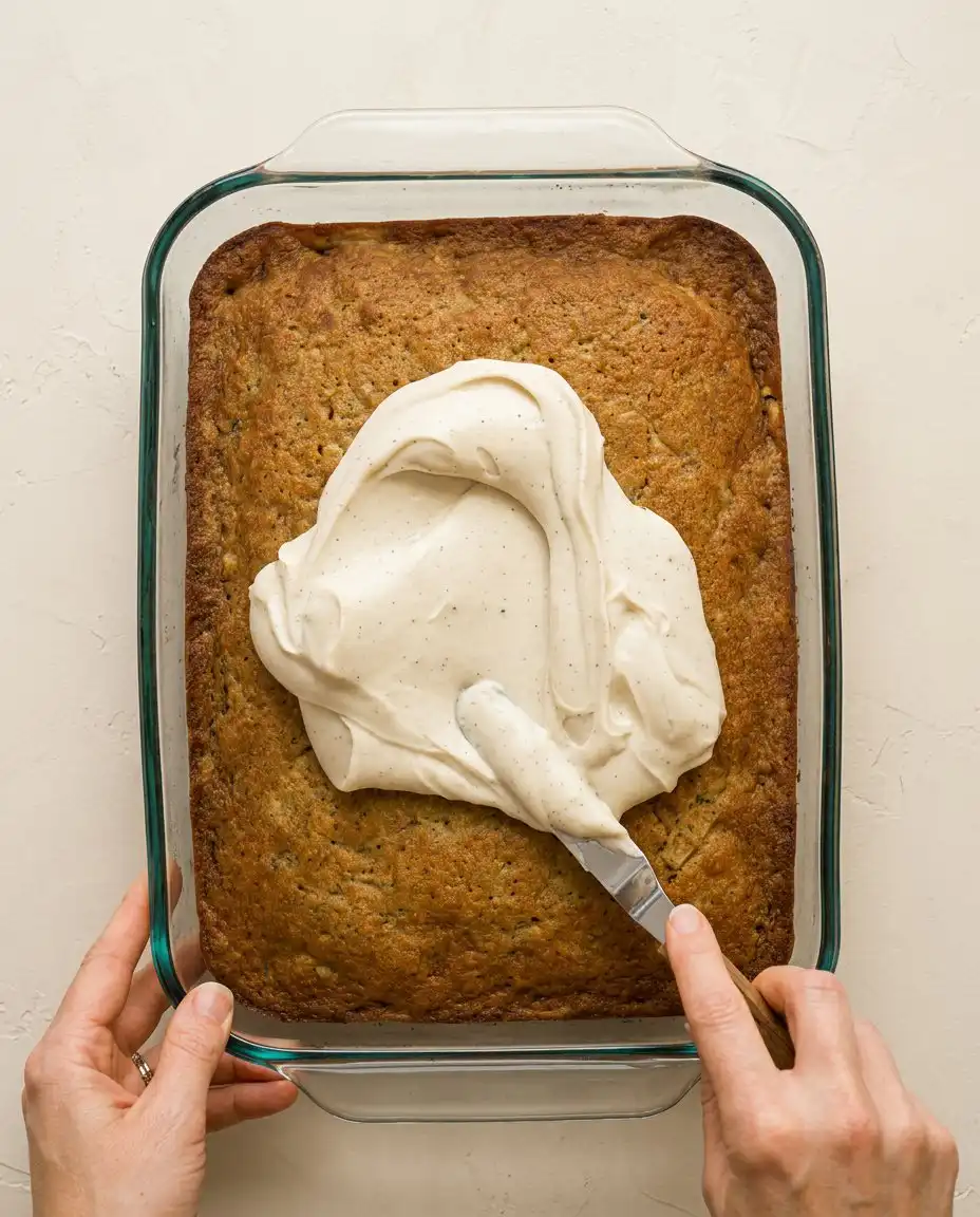 Zucchini Cake 15 Butter browning in a skillet for a Zucchini Cake frosting.