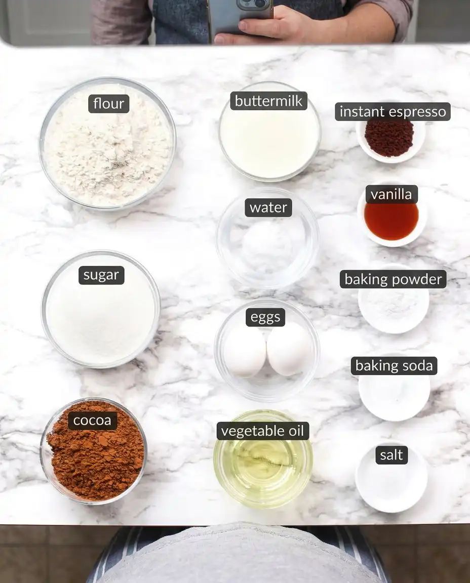 Dutch processed cocoa powder and espresso powder in glass bowls