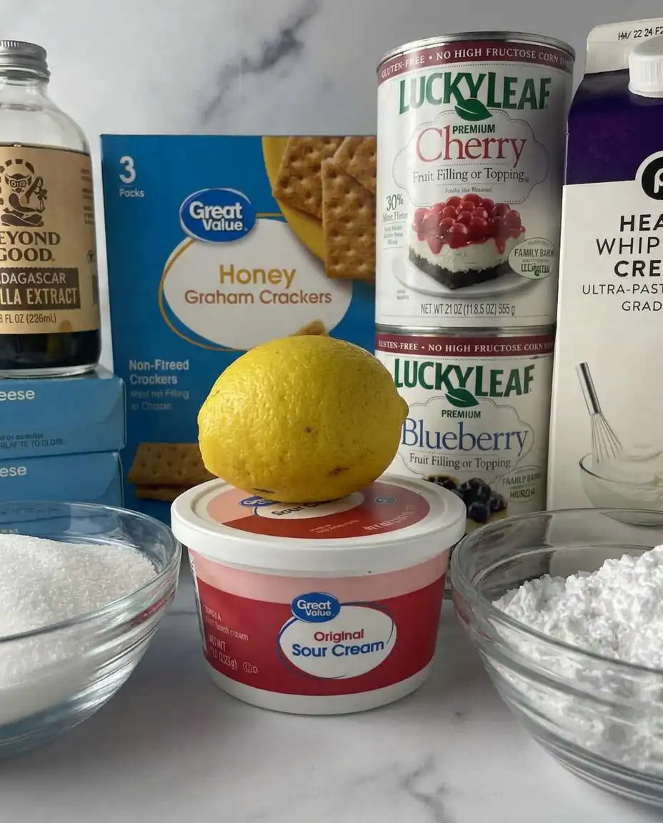High-quality cream cheese heavy cream and lemon for cheesecake filling