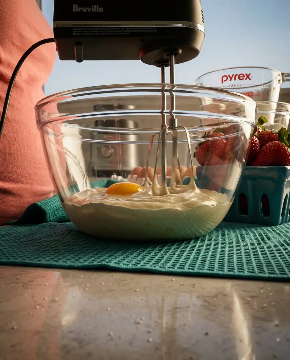 Fresh strawberries, buttermilk, and high quality butter on a marble surface