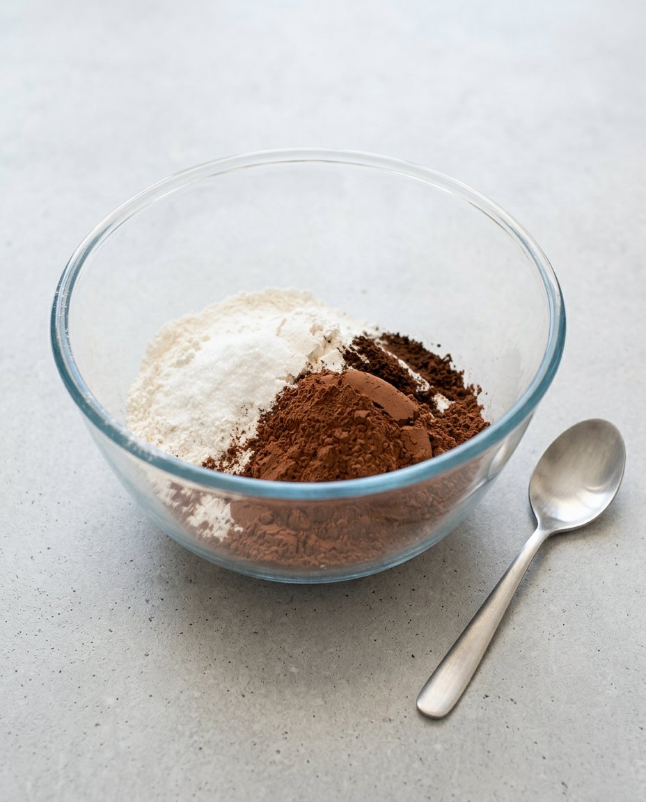 Gathered ingredients including shredded zucchini and cocoa for the Moist Chocolate Zucchini Cake.