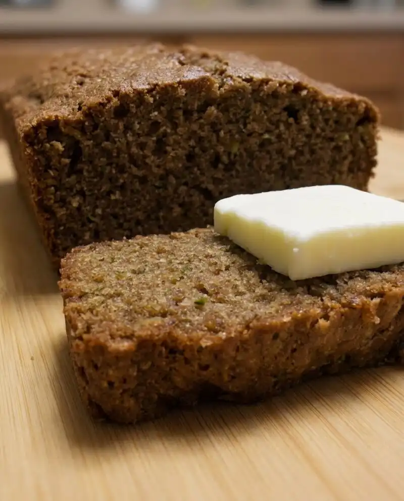 Home - Cake Half - Small Batch Baking & Cupcakes 2 A golden brown apple zucchini bread loaf sitting on a cooling rack.