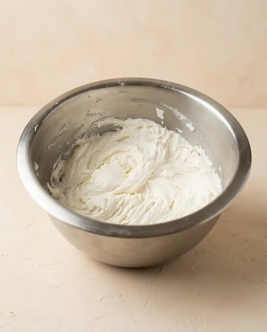 A baker using a small offset spatula to apply frosting to Mini Vanilla Layer Cakes.
