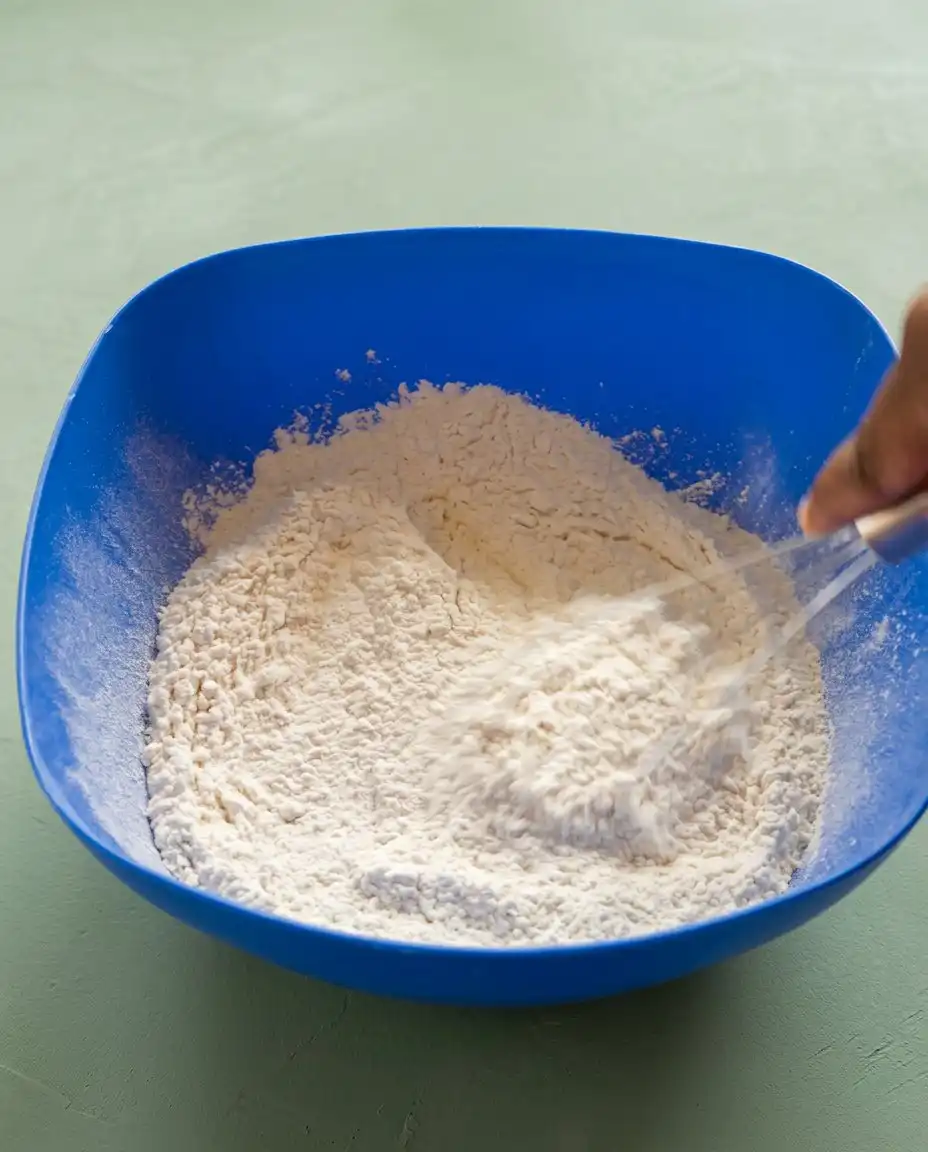Organized ingredients for Lemon Zucchini Cake including flour, eggs, and shredded zucchini.