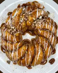 A close up slice of peach cobbler pound cake 2 showing the spiced swirl