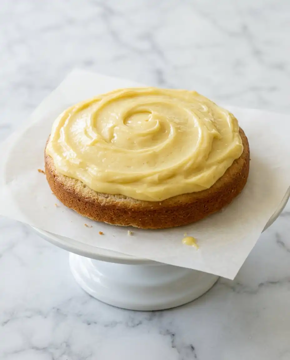 A close up of hands scraping a vanilla bean for the Classic Vanilla Bean Layer Cake.