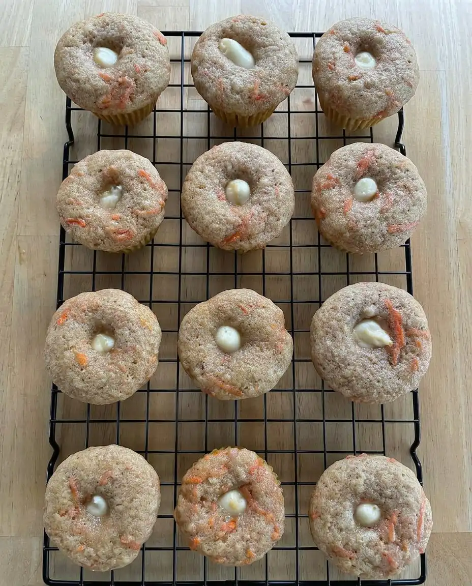 Carrot cake zucchini muffin served with a dollop of cream cheese frosting