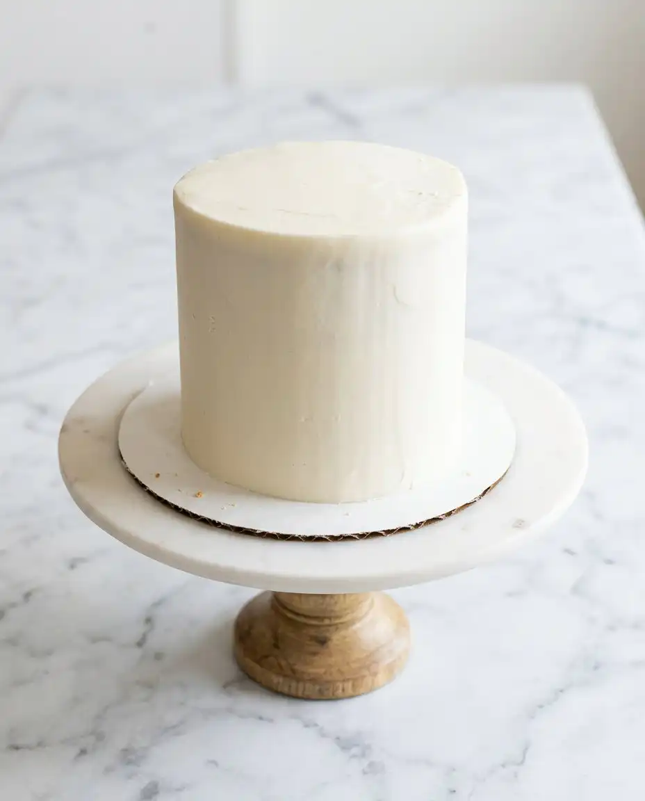 A single slice of Mini Vanilla Layer Cakes served on a floral vintage china plate.
