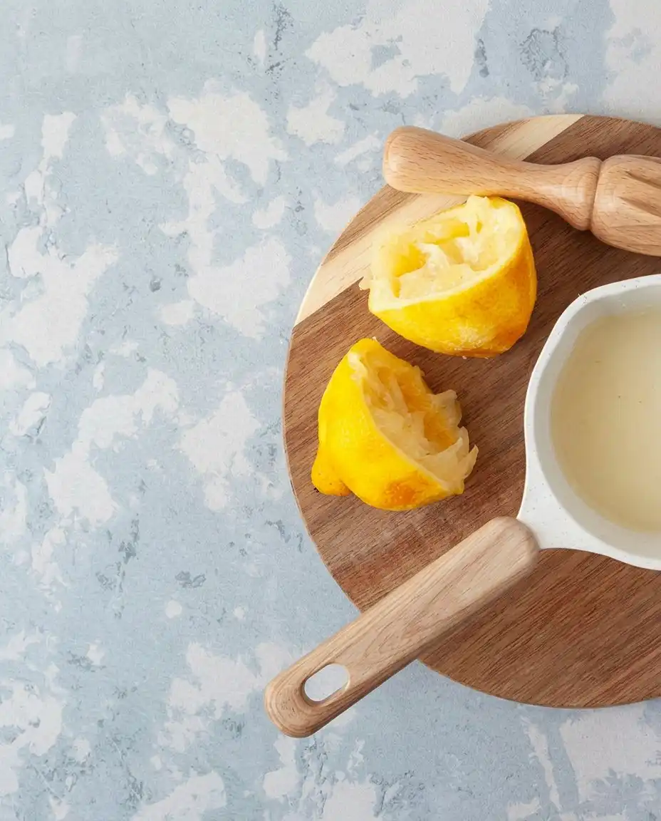 Sifting flour into a bowl for a lemon layer cake