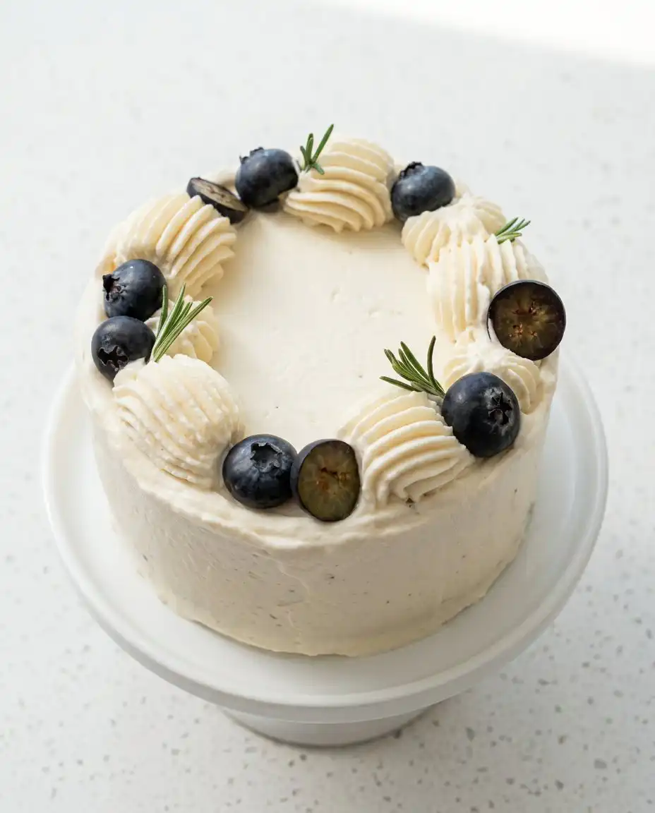 A vertical slice of Three-Layer Earl Grey Cake showing the internal tea-infused layers.
