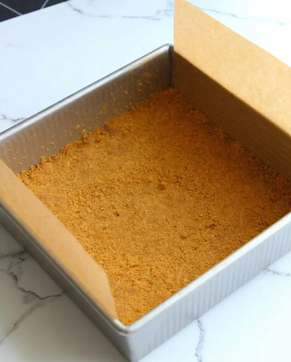 A hand slicing into a chilled cheesecake with a clean sharp knife for perfect squares