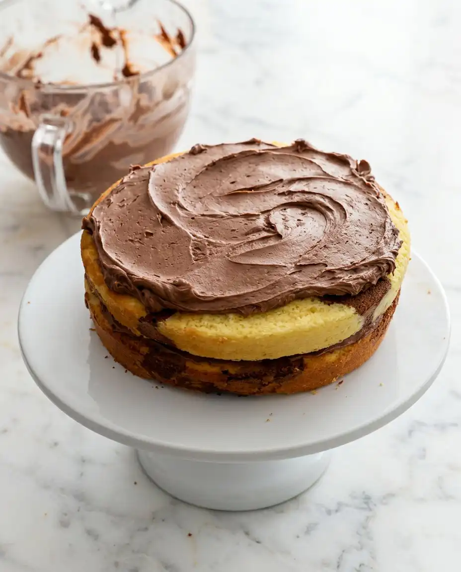 Individual squares of Two-Layer Marble Cake arranged on a serving platter.