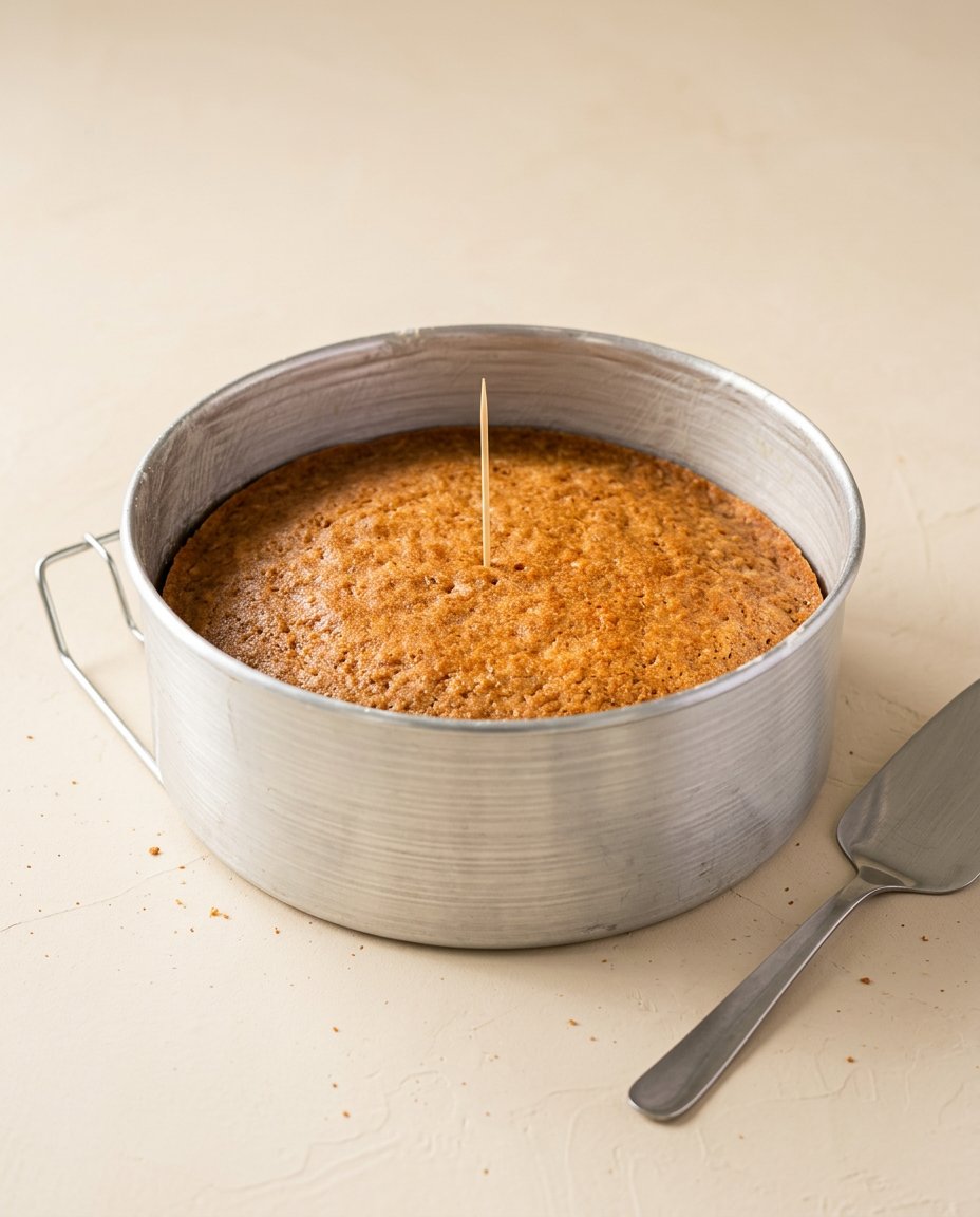 Spreading cinnamon buttercream frosting onto the layers of a homemade Apple Spice Birthday Cake with a spatula.