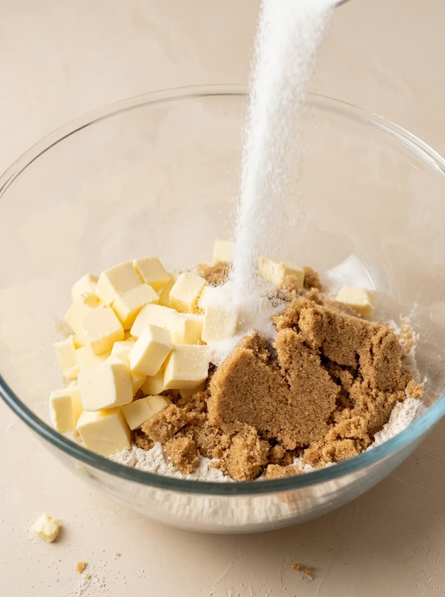 Blackberry Coffee Cake 14 A perfect mise en place of ingredients for a delicious Blackberry Coffee Cake on a marble counter.