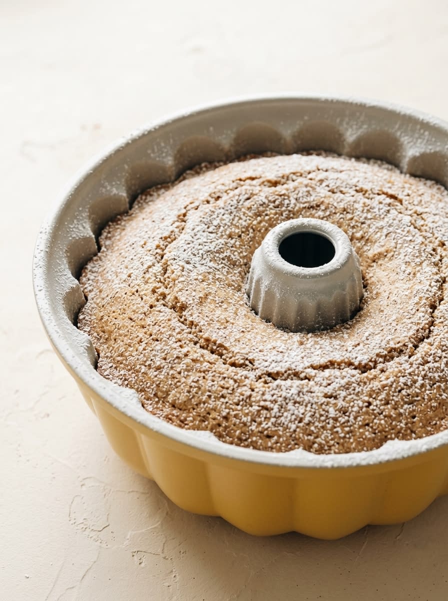 Apple Cider Cake 15 A close up of brushing melted butter onto a warm Apple Cider Cake to secure the cinnamon sugar crust.