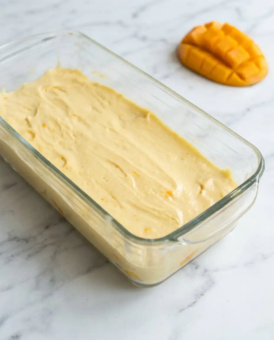 Mango Butter Cake 15 Fluffy creamed butter and sugar in a mixer bowl for making a moist Mango Butter Cake.