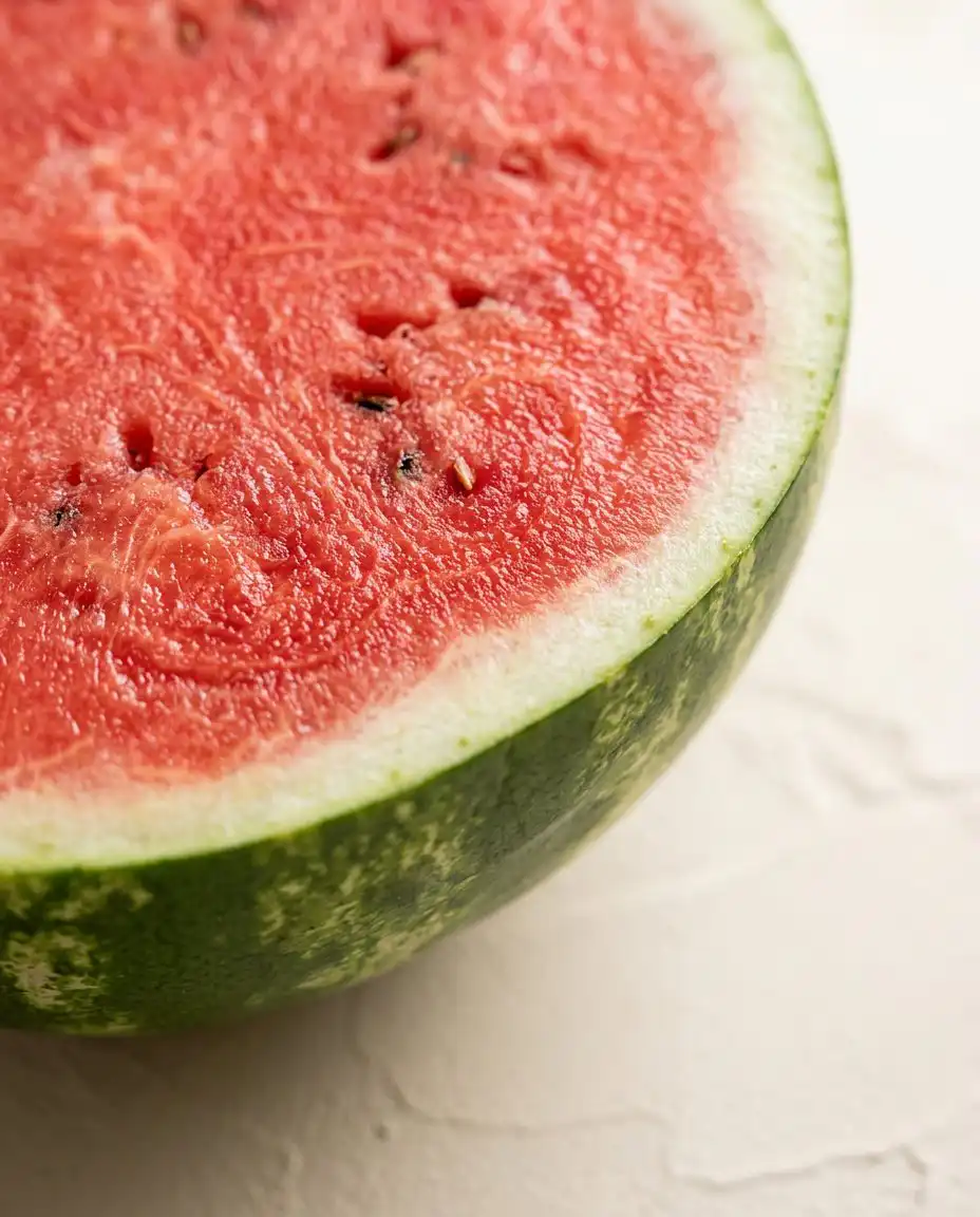 Fresh ingredients for No-Bake Watermelon Cake with Coconut Cream laid out on a rustic counter.