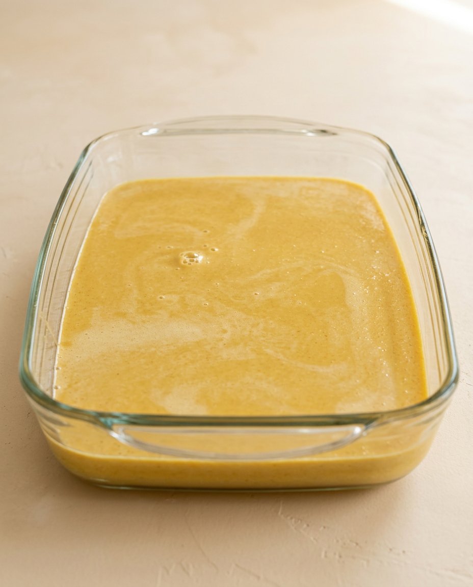 Grating cold salted butter over the cake mix layer of a pumpkin dump cake in a glass baking dish.