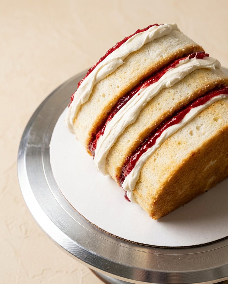 White Chocolate Raspberry Anniversary Cake 14 Fresh ingredients for a White Chocolate Raspberry Anniversary Cake spread across a flour-dusted counter.