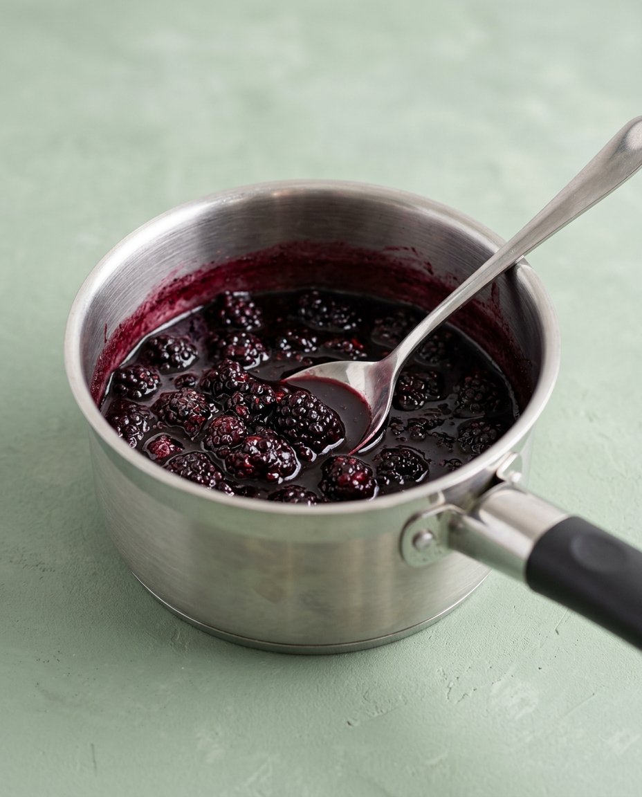 Blackberry Upside Down Cake 14 Fresh wild blackberries and caster sugar measured by weight for the Blackberry Upside Down Cake.