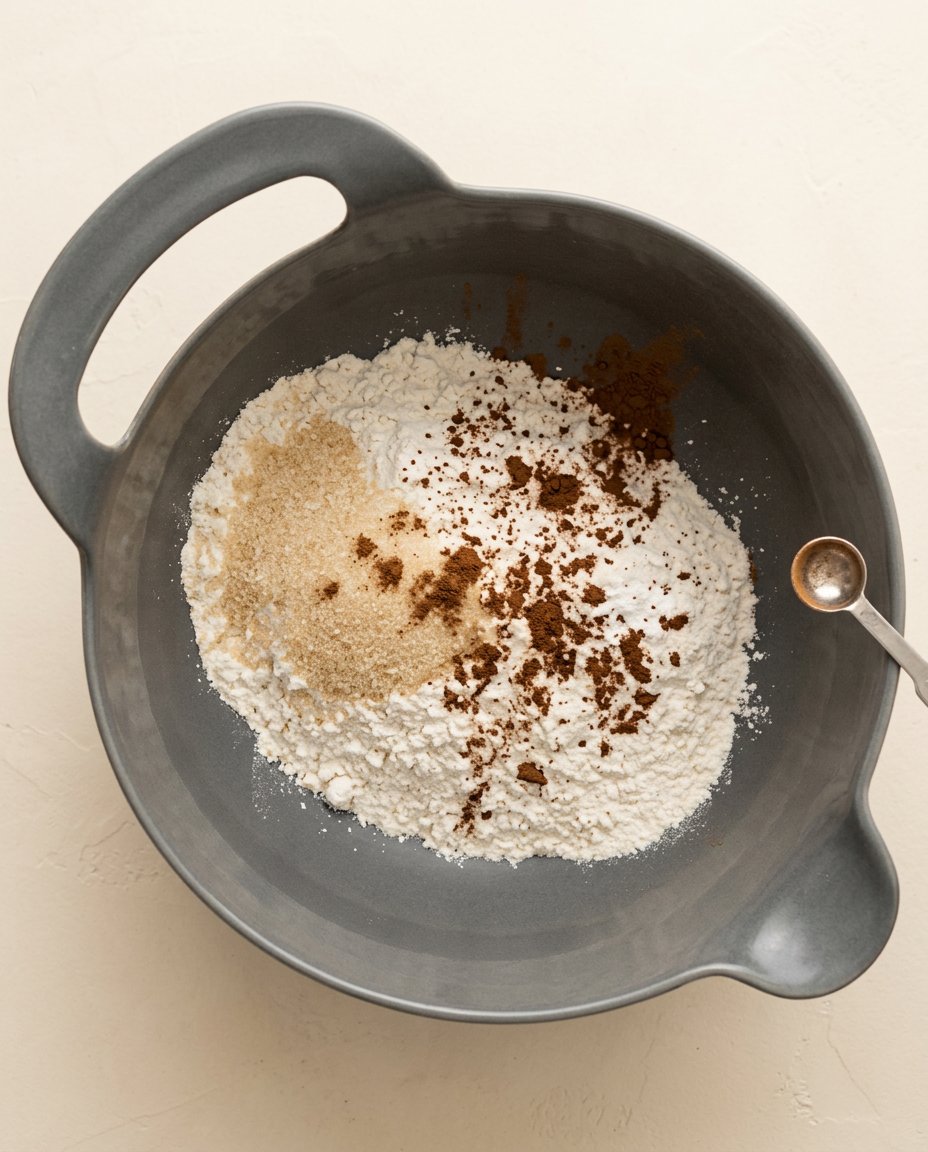 Cinnamon Sugar Funnel Cake Bites 14 Simple pantry ingredients for cinnamon sugar funnel cake bites in glass bowls