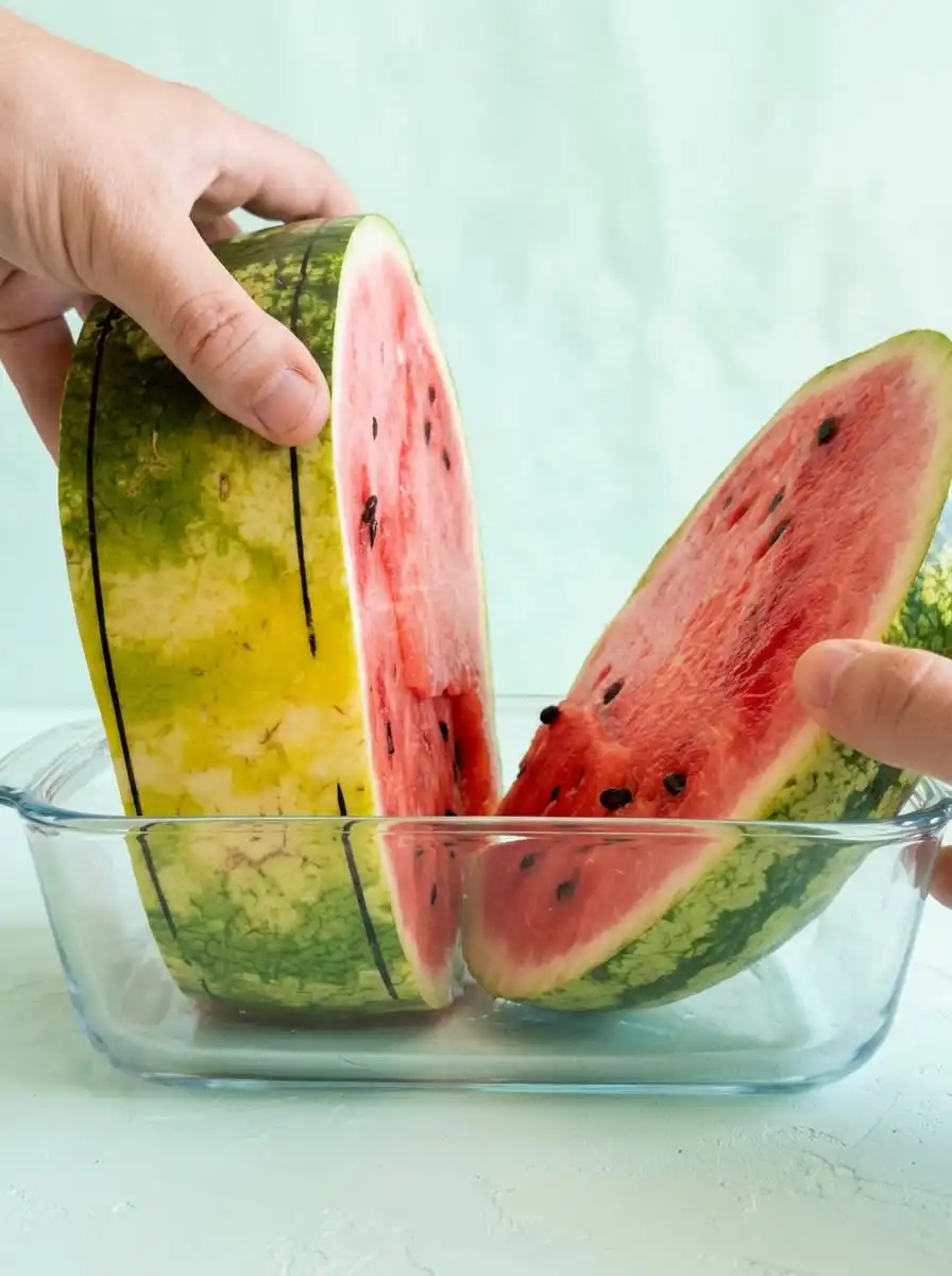 Watermelon and Berry Layer Cake 14 Fresh ingredients including a whole watermelon peaches apples and blueberries for a Watermelon and Berry Layer Cake