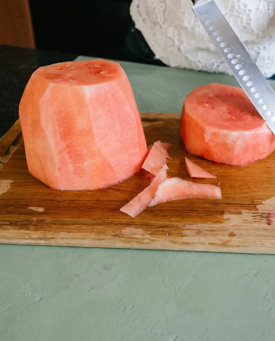 The fresh ingredients for Baby's First Watermelon Yogurt Cake arranged on a table