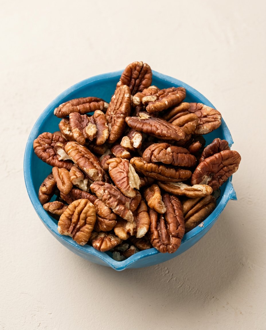 Pecan Streusel Coffee Cake 14 Unsalted butter sour cream and toasted pecans measured in neat glass bowls.