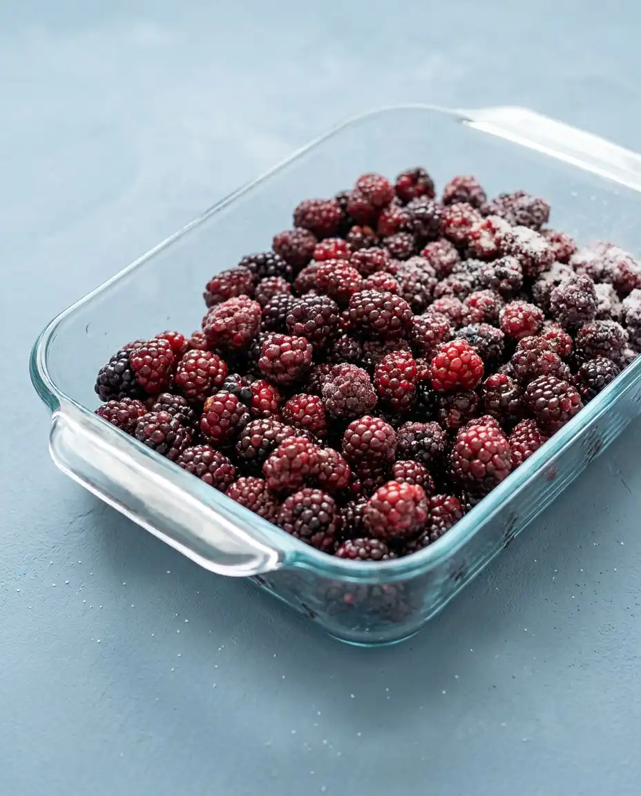 Fresh ingredients gathered for blackberry dump cake with butter pecan cake mix