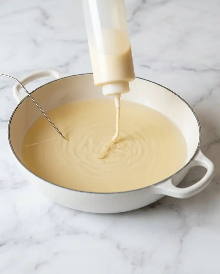 Squeezing batter from a plastic bottle to fry delicious Classic Funnel Cake Fries