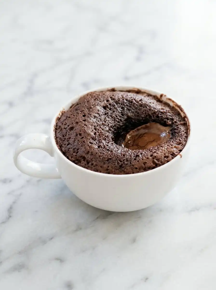 Chocolate Lava Mug Cake 16 A scoop of vanilla ice cream melting over a hot Chocolate Lava Mug Cake.