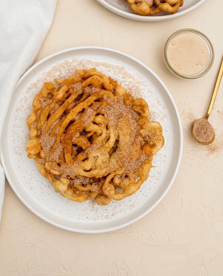 Cinnamon Sugar Funnel Cake Bites 16 A platter of cinnamon sugar funnel cake bites served alongside a warm cup of coffee